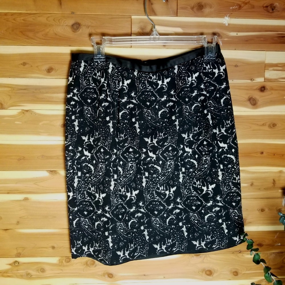 Talbot's Black and White Print Work Skirt